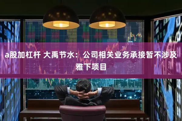 a股加杠杆 大禹节水：公司相关业务承接暂不涉及雅下项目